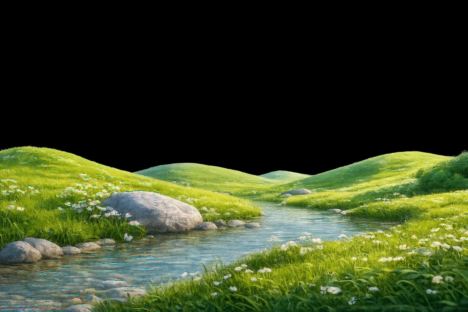 A bright green landscape