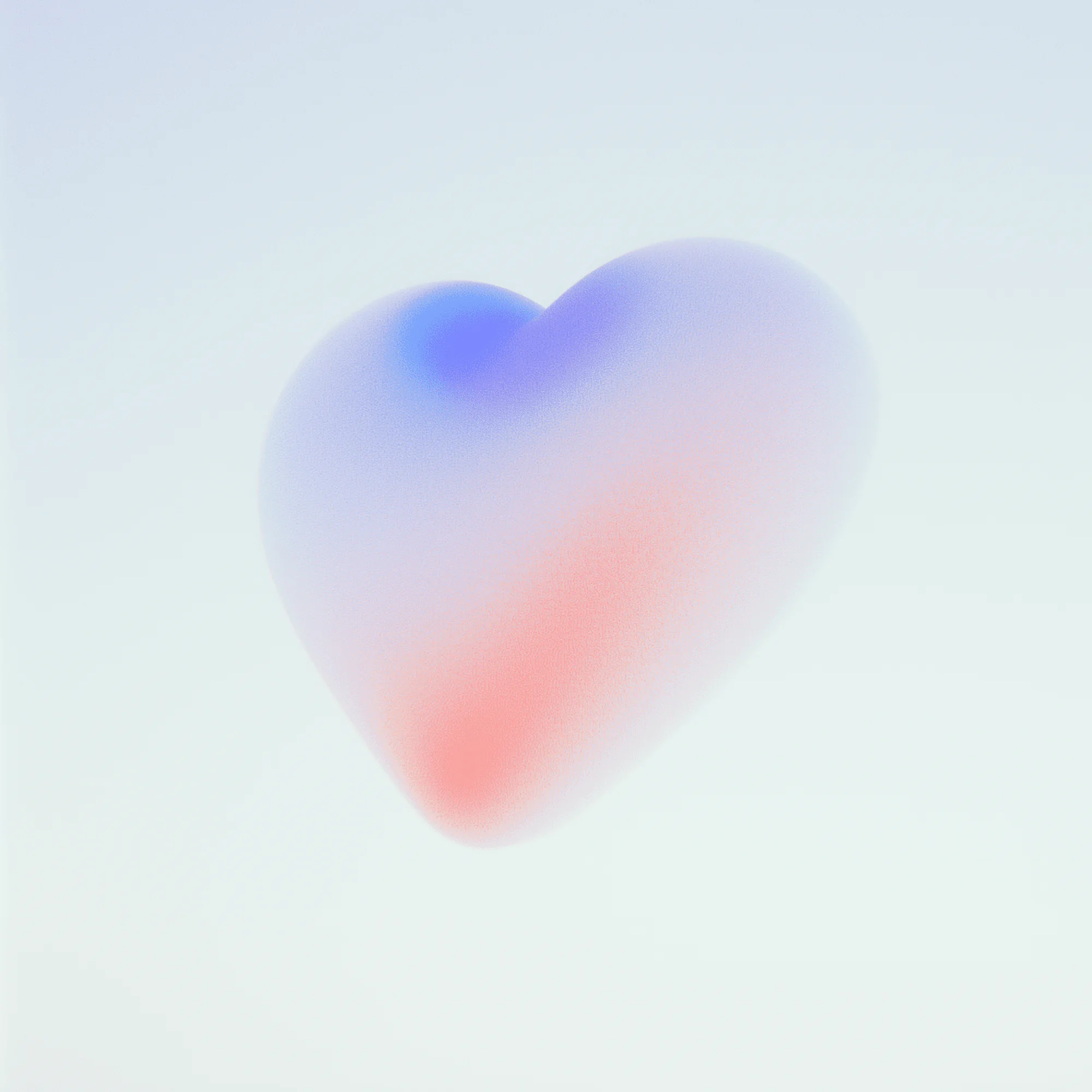 Soft blue and coral abstract heart on a pale background