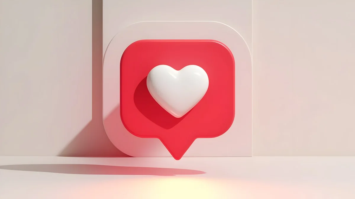 White heart inside a red social notification icon
